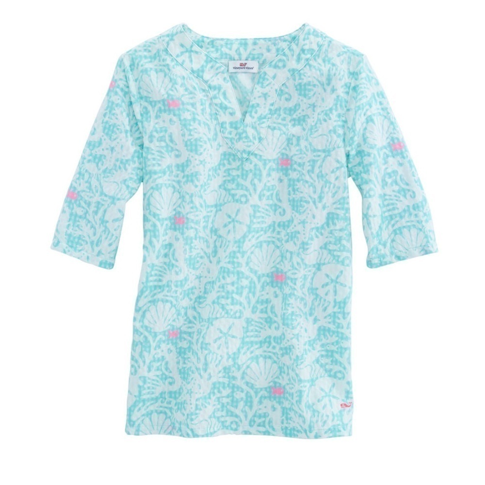 Vineyard Vines Sea Life Kn Gingham Tunic